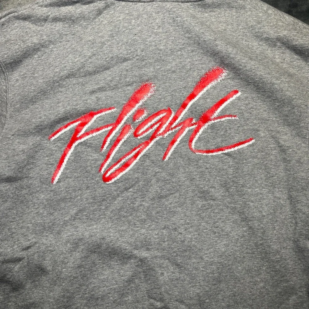 Vtg Air Jordan Flight Hoodie Men's Medium Gray Red Script Jumpman Double Sided